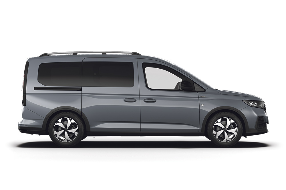Un fourgon Ford Tourneo Connect Plug-in Hybrid gris.