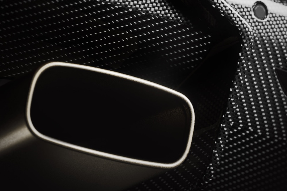 Détail de la carrosserie en fibre de carbone d'une Ford Mustang GTD