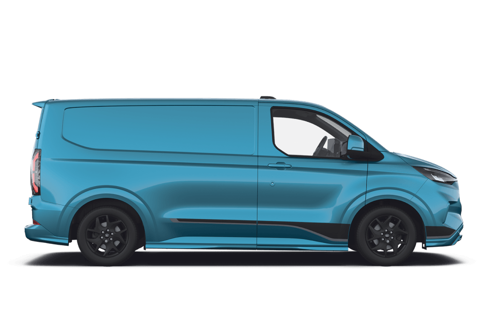 Vue de profil de la Ford E-Transit Custom 